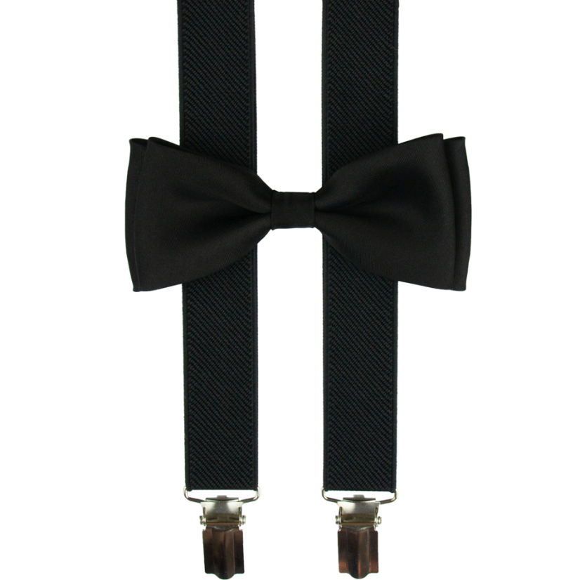 Black Men's Suspenders with Bow Tie