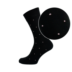 Černé pánské ponožky se světlounce růžovými puntíky