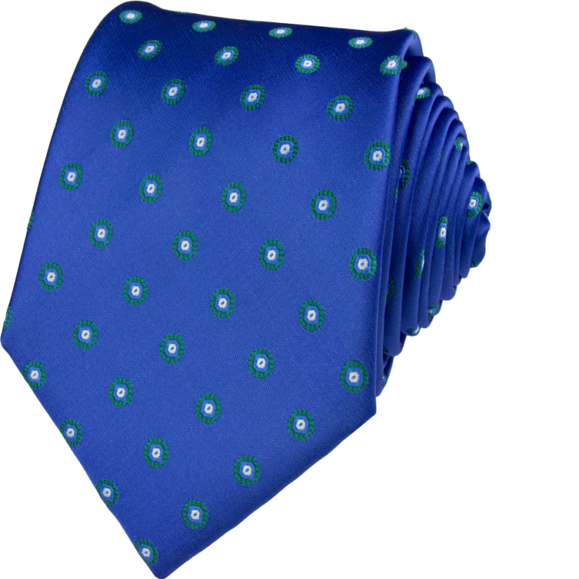 Královsky modrá pánská kravata s kruhovým vzorem Královsky modrá pánská kravata s kruhovým vzorem