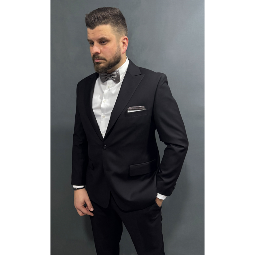 Grafitově šedý pánský motýlek lesklý