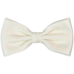 Cream Men's Bow Tie with Embroidered Flowers
