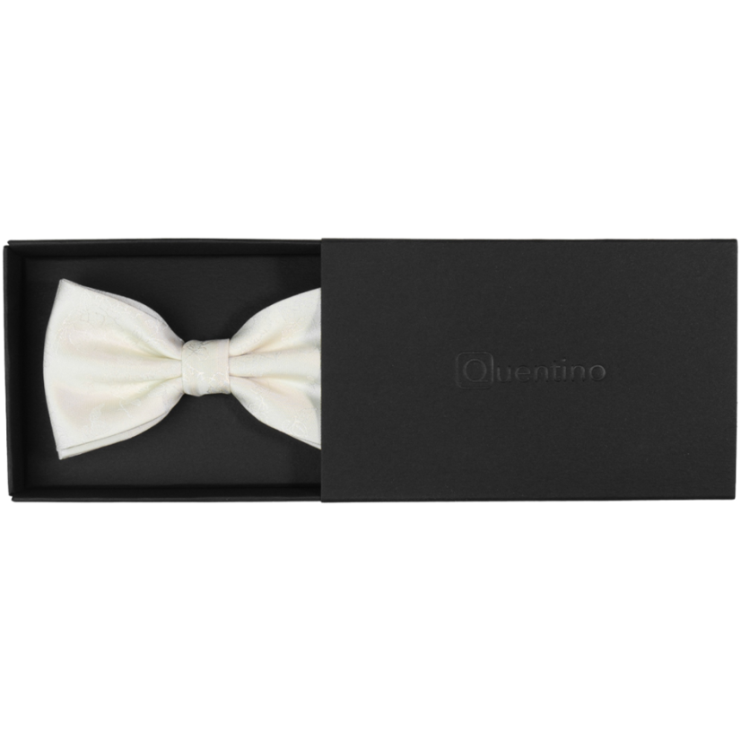 Smetanový pánský motýlek s vyšitými květinkami