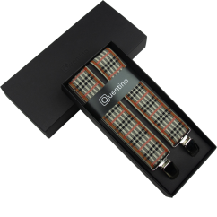 Béžové kárované pánské široké kšandy