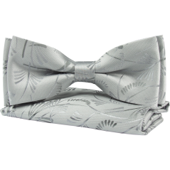 Světle šedý pánský motýlek s jemným vzorem travin