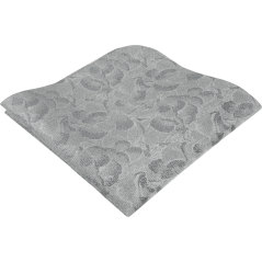Grey men's tie with a floral pattern and pocket square