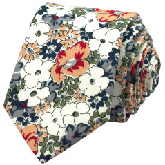 Colourful Men's Cotton Necktie with Floral Pattern