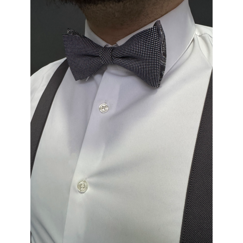 Černo šedý pánský motýlek s jemným vzorem