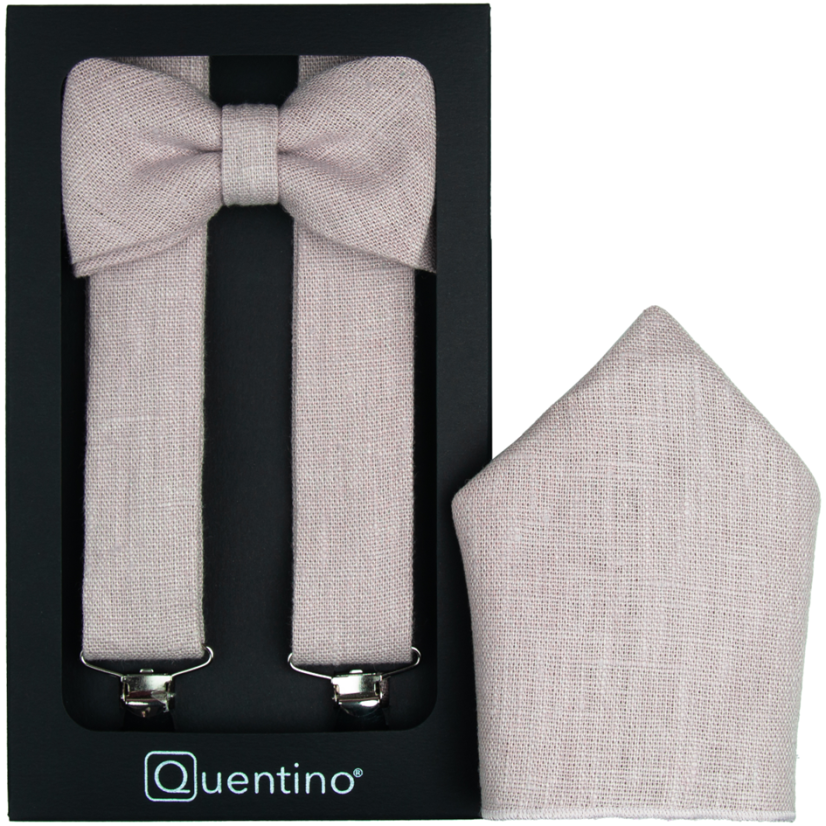 Ľanové púdrové traky s motýlikom vrátane vreckovky