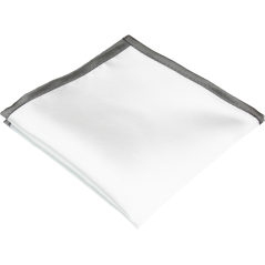 White Men's Pocket Square with Graphite Grey Border