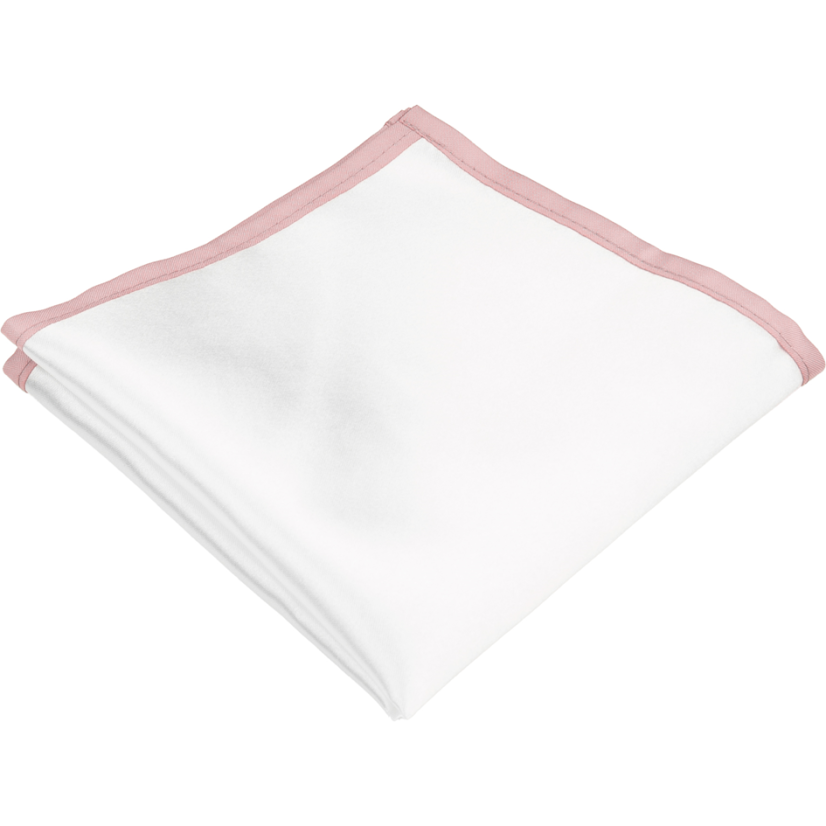 Bílý pánský kapesníček s pudrovým lemem