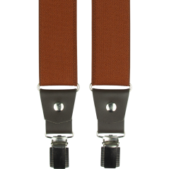 Brick Red Men's Wide Suspenders with Dark Brown Genuine Leather