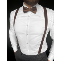 Brown Men's Suspenders with Bow Tie