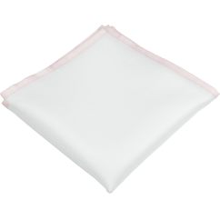 Bílý pánský kapesníček do saka se světlounce růžovým (blush pink) lemem