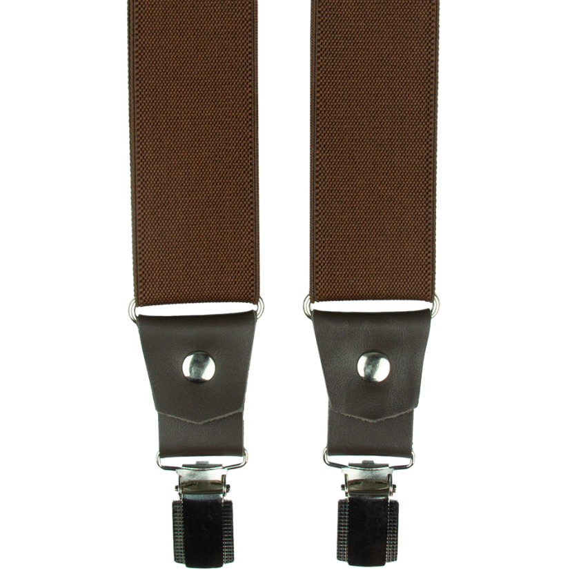 Hnědé pánské široké kšandy s tmavě hnědou pravou kůží