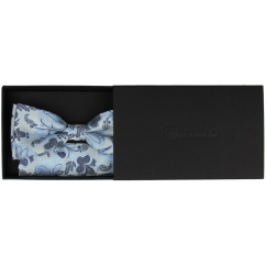Light Blue Men's Bow Tie with Subtle Pattern Including Pocket Square