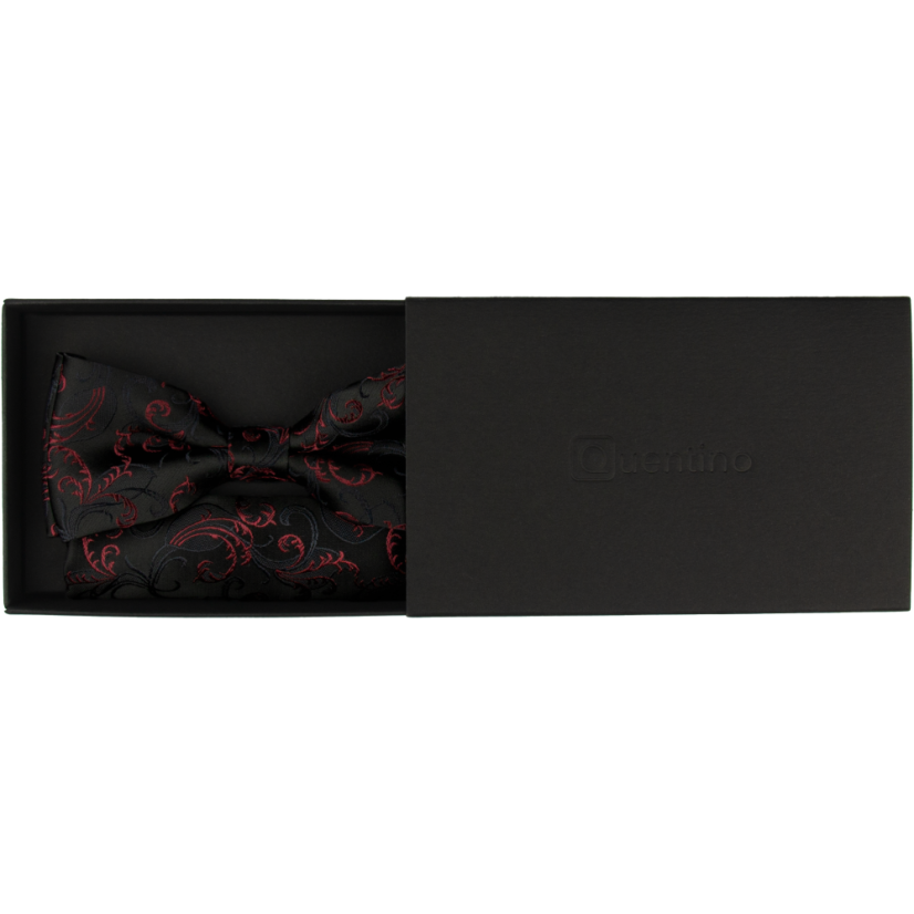 Černý pánský motýlek s bordó ornamentálním vzorem