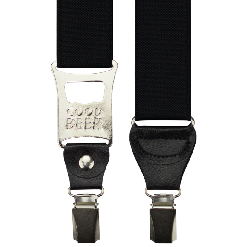 Černé pánské široké kšandy s otvírákem