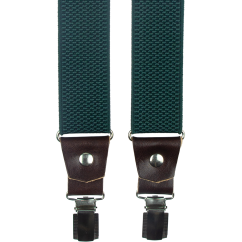Smaragdově zelené pánské široké kšandy s hnědou pravou kůží