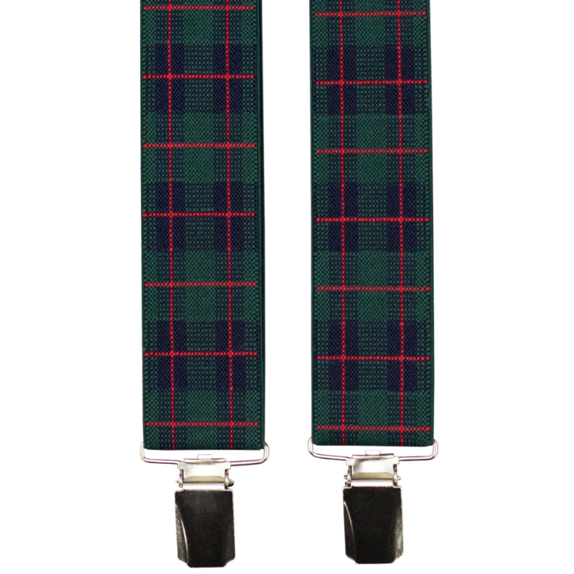 Zelené kárované pánské široké kšandy