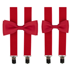 Červený set kšandy s motýlkem pro tátu a syna