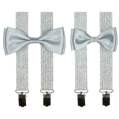 Stříbrný set kšandy s motýlkem pro tátu a syna