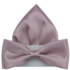 Starorůžový pánský motýlek lesklý s kapesníčkem