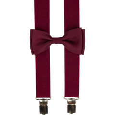 Vínově červené dětské kšandy s motýlkem