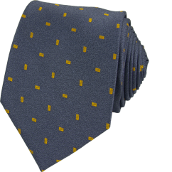 Grey-Blue Men's Necktie with Yellow Pattern