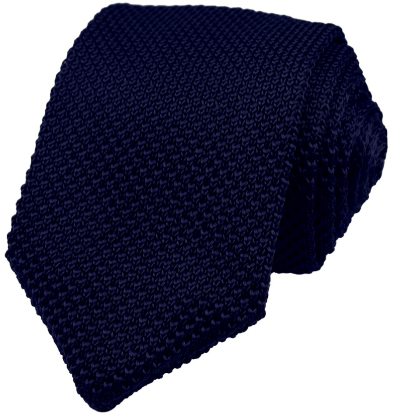 Tmavě modrá pletená pánská kravata