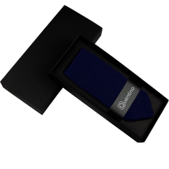 Tmavě modrá pletená pánská kravata