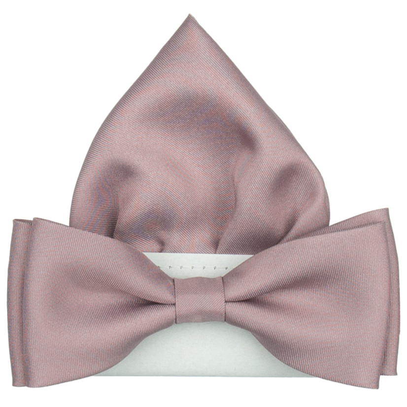 Tmavě starorůžový pánský motýlek matný s kapesníčkem