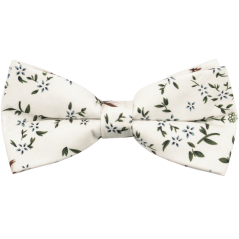 Smetanový pánský bavlněný motýlek s modro hnědými květy