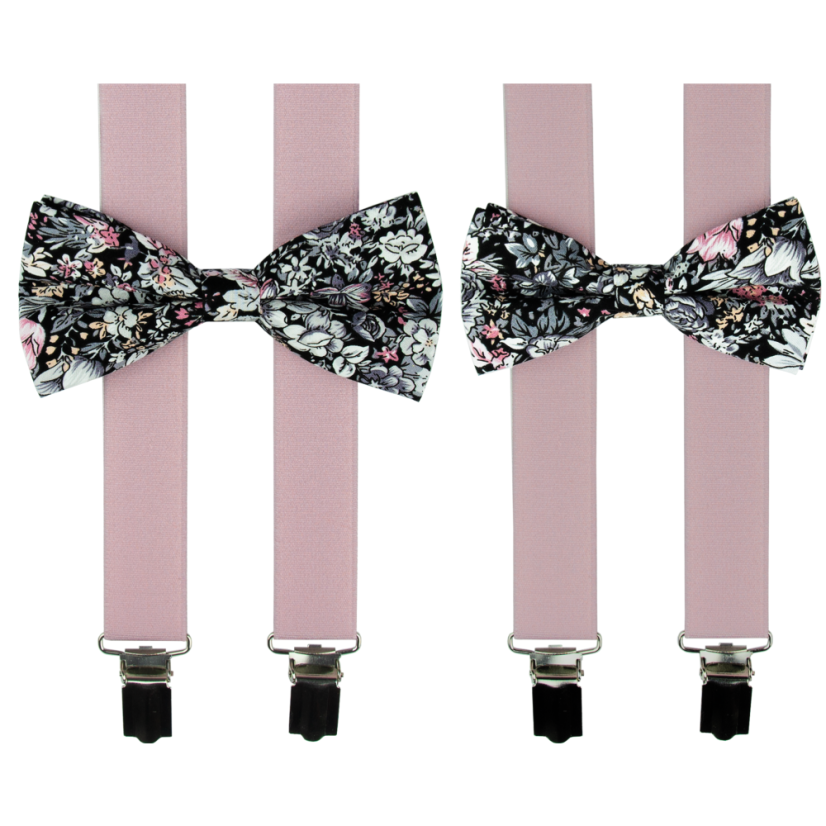 Starorůžový set s květovaným motýlkem pro tátu a syna Starorůžový set s květovaným motýlkem pro tátu a syna