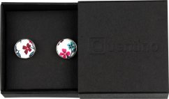 Bílé manžetové knoflíčky s vínově růžovými kvítky