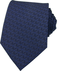 Tmavě modrá pánská hedvábná kravata s geometrickým vzorem