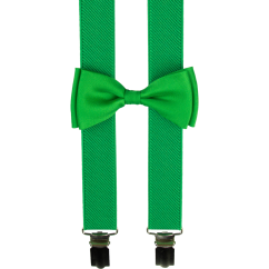 Zelené dětské kšandy s motýlkem