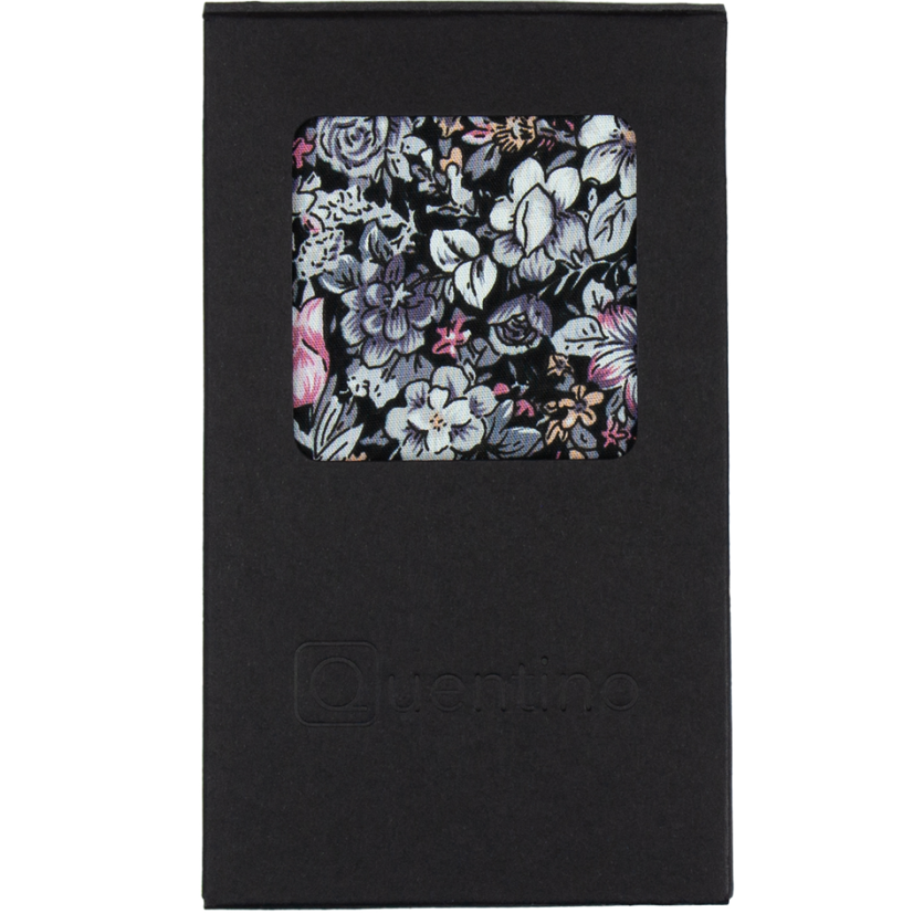 Černý pánský kapesníček šedo růžovými květy