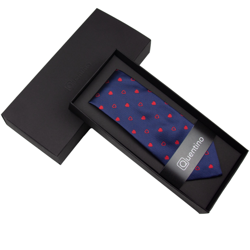 Tmavě modrá pánská kravata SRDCE