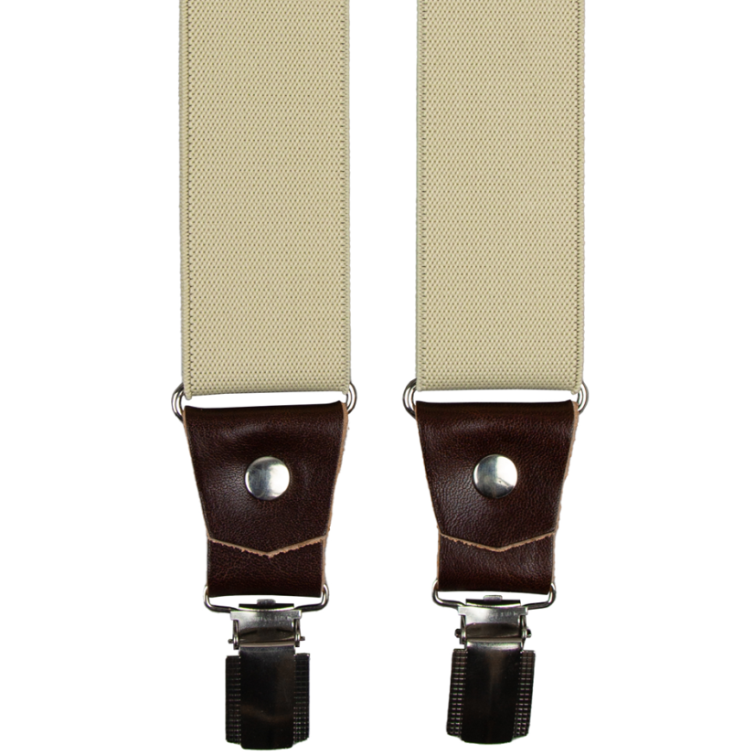 Béžové pánské široké kšandy s hnědou pravou kůží