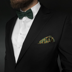 Smaragdově zelený pánský kapesníček se zlatým geometrickým vzorem