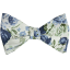 White Cotton Self-Tie Bow Tie with Blue Flowers