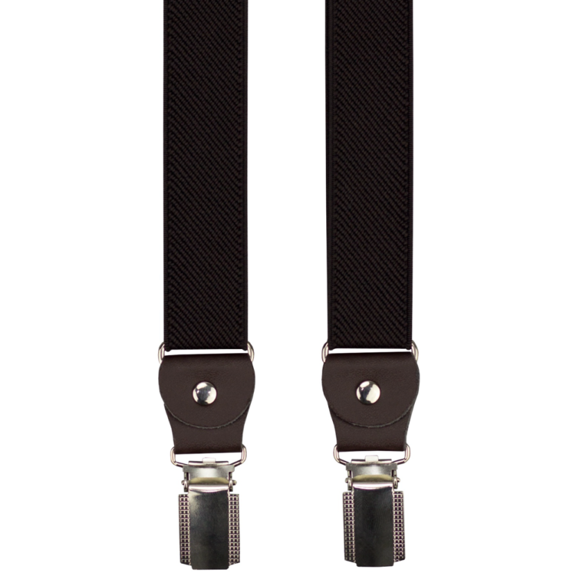 Tmavě hnědé pánské šle s tmavě hnědou pravou kůží