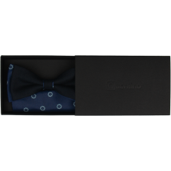 Dark Navy Blue Men's Bow Tie with Subtle Pattern Including Pocket Square