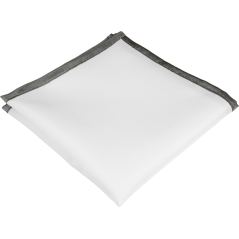 White Men's Pocket Square with Graphite Grey Border