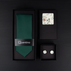 Smaragdově zelený pánský set – kravata, kapesníček a manžetové knoflíčky