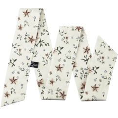 Smetanová dámská stuha s modro hnědými květy