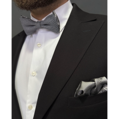 Černo šedý pánský motýlek s jemným vzorem