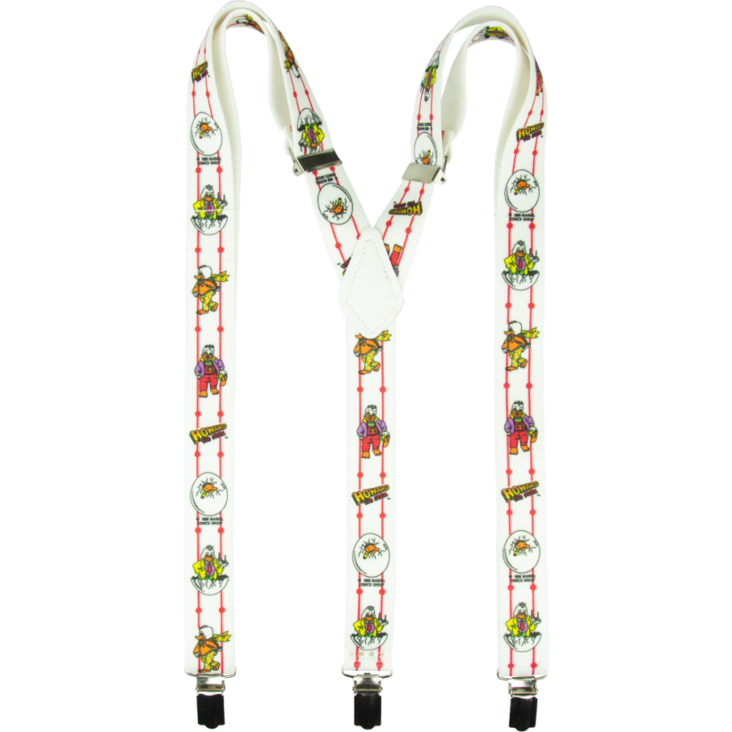 Bílé pánské kšandy s kačery