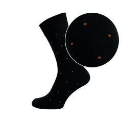 Černé pánské ponožky s cihlovými puntíky