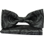 Black & Grey Men's Bow Tie with Paisley Pattern and Pocket Square